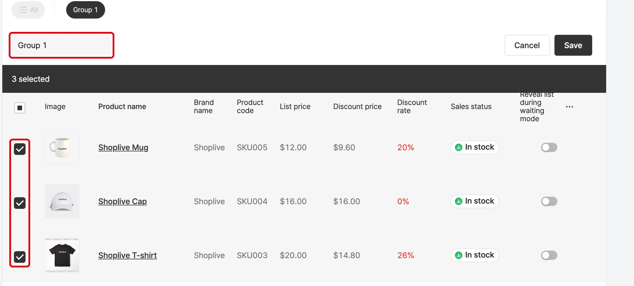 Create and edit product groups