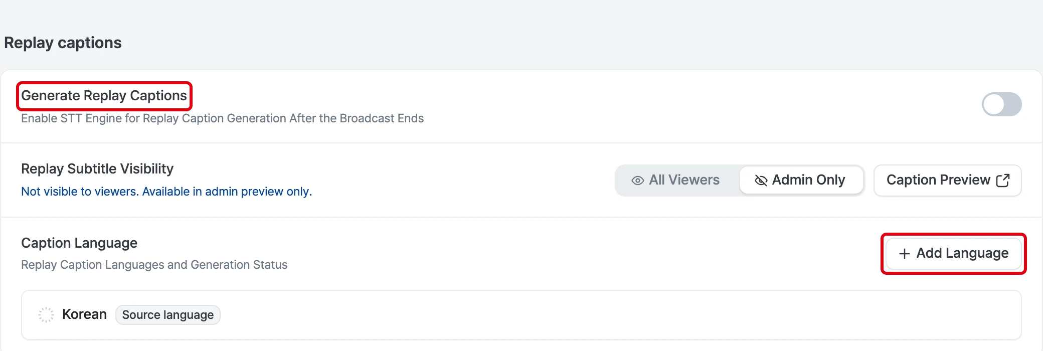 Replay subtitle settings