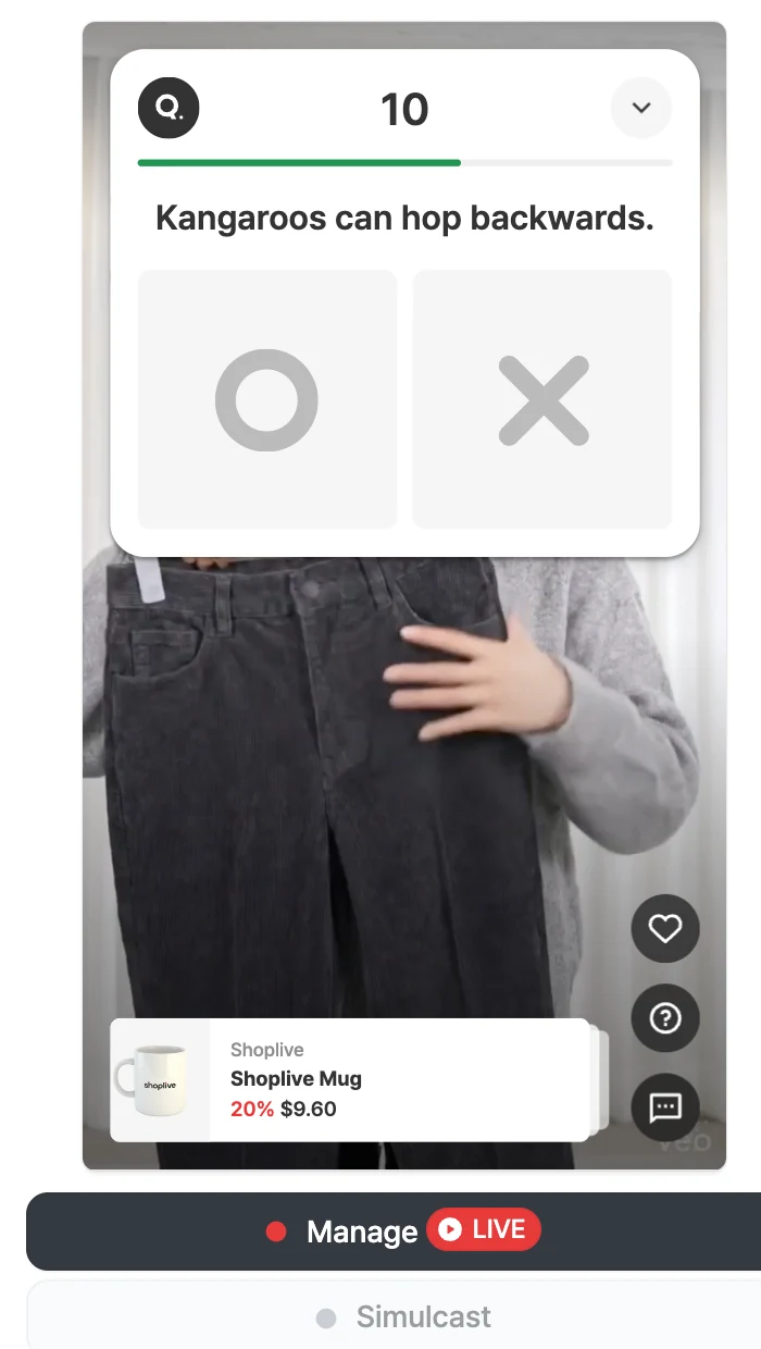 Quiz/survey popup display