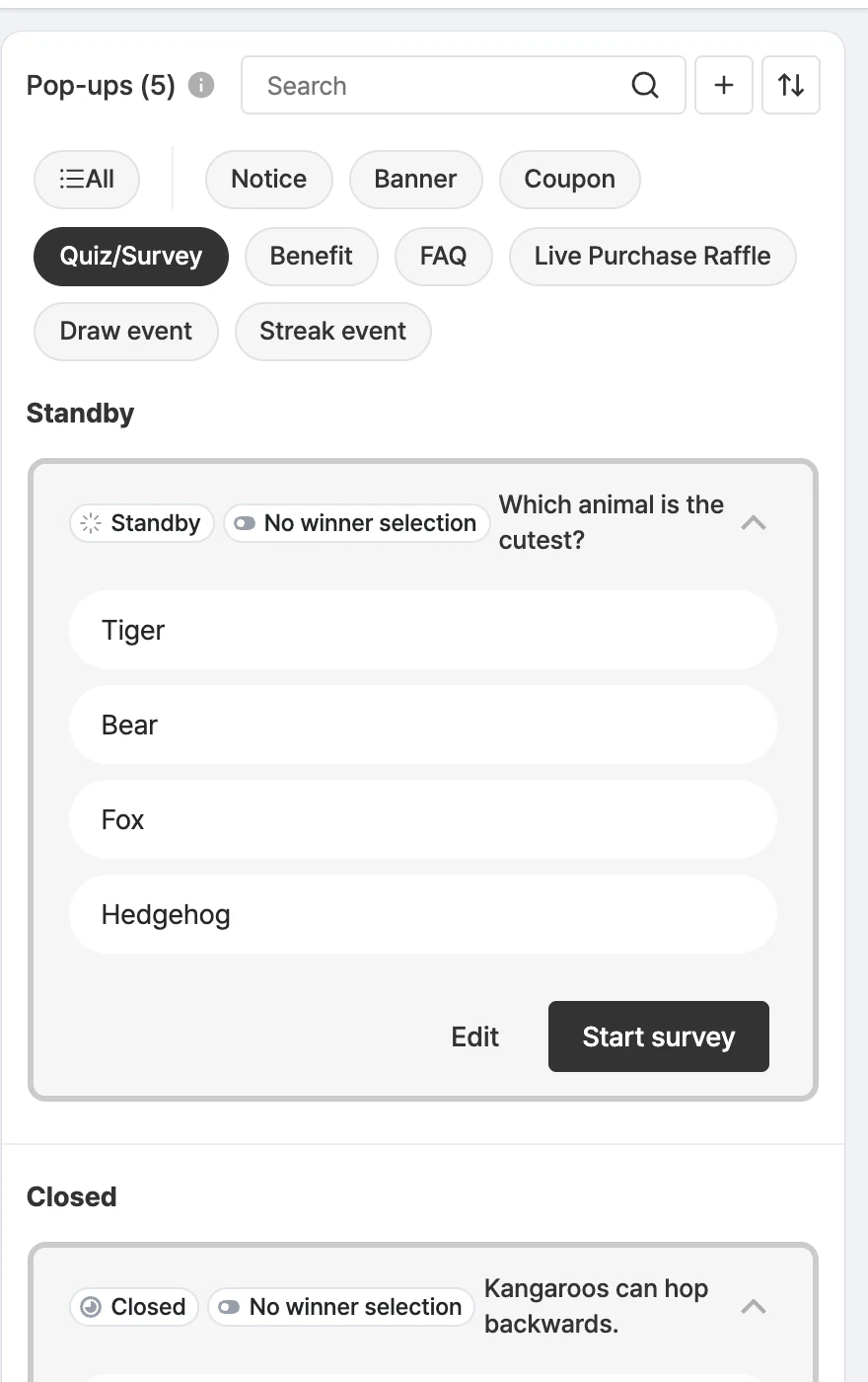 Ended quiz/survey list and running the next one