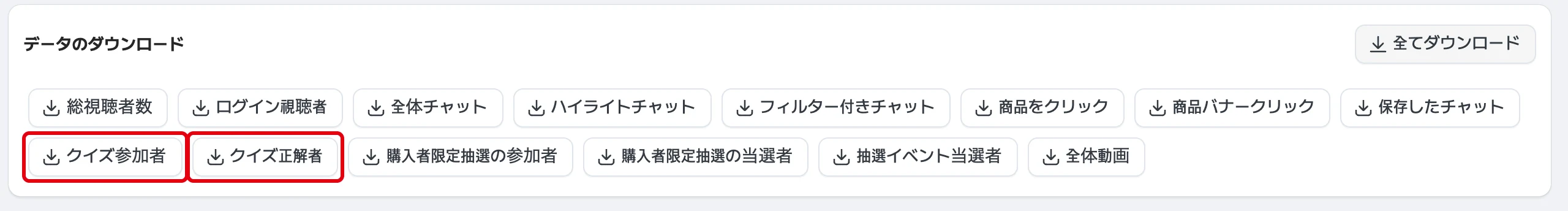 クイズ/アンケートの参加者と当選者の確認