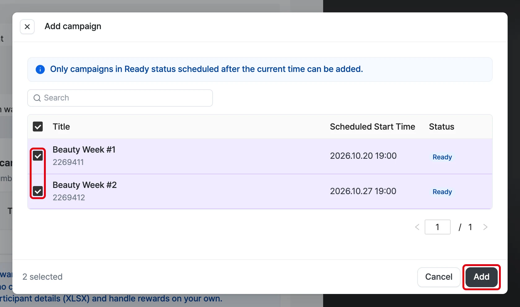 Add broadcast window