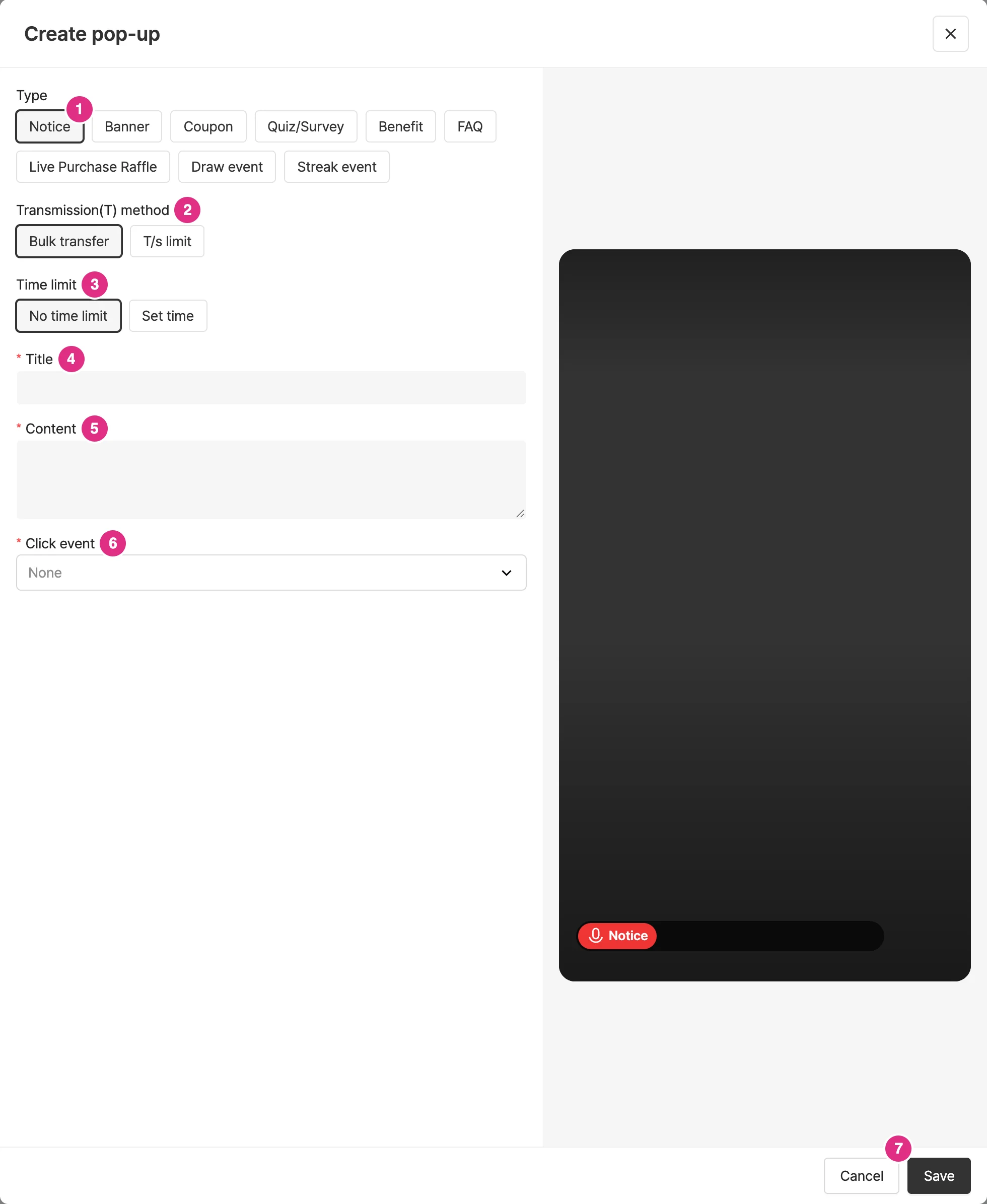 Create a notice popup