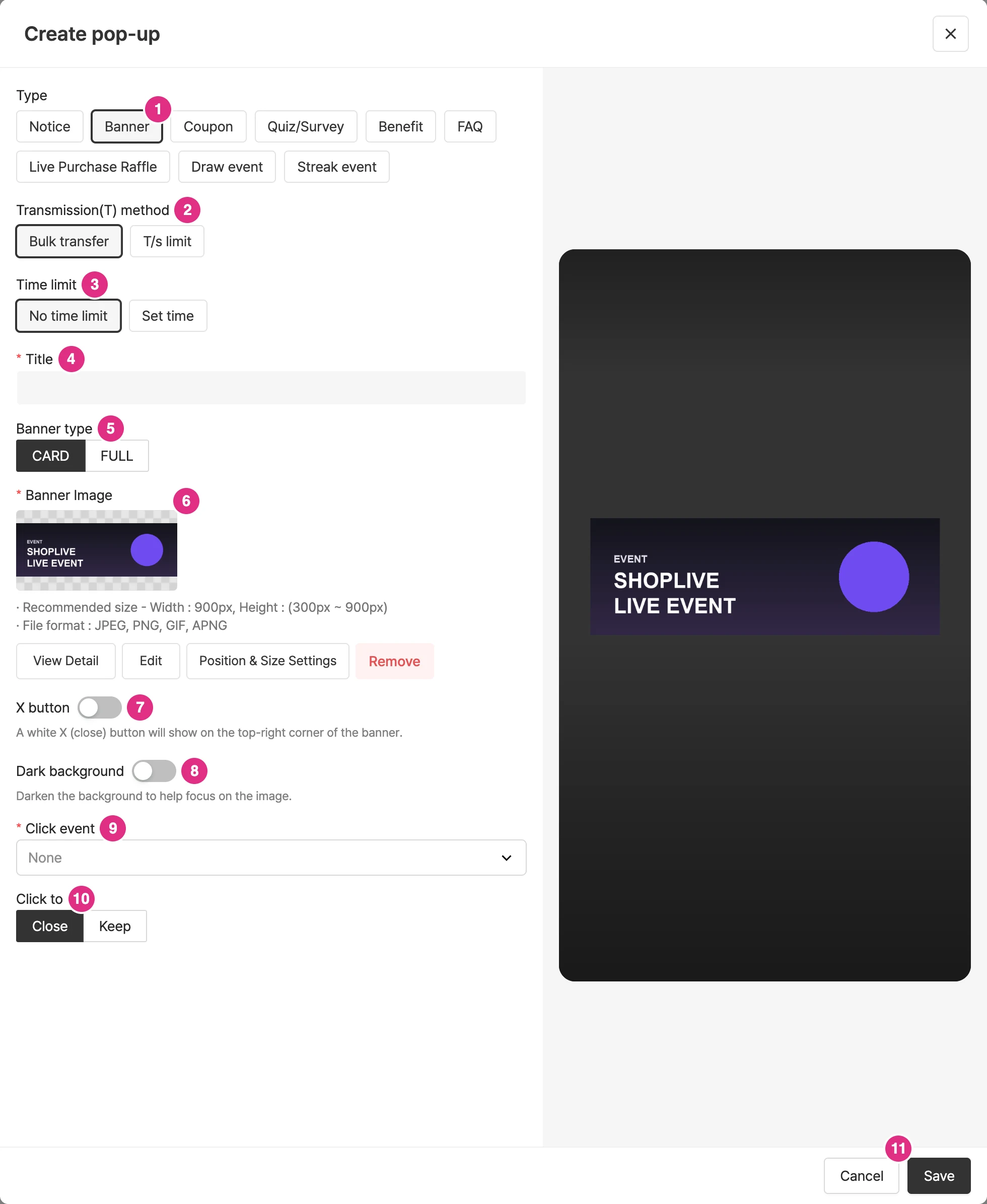 Create a banner popup