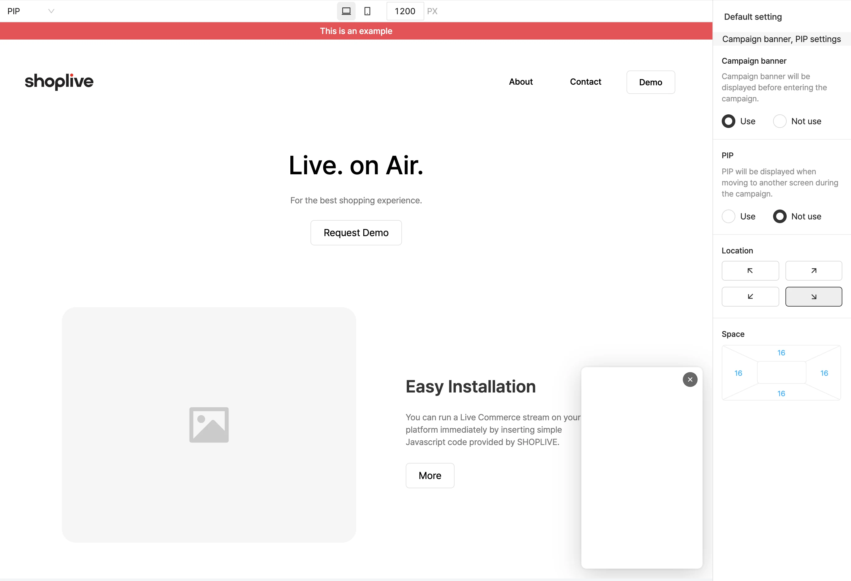 Plugin PIP screen settings