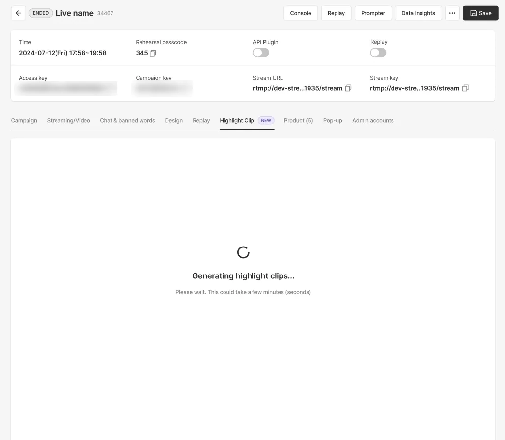 Automatically recommended highlight clips