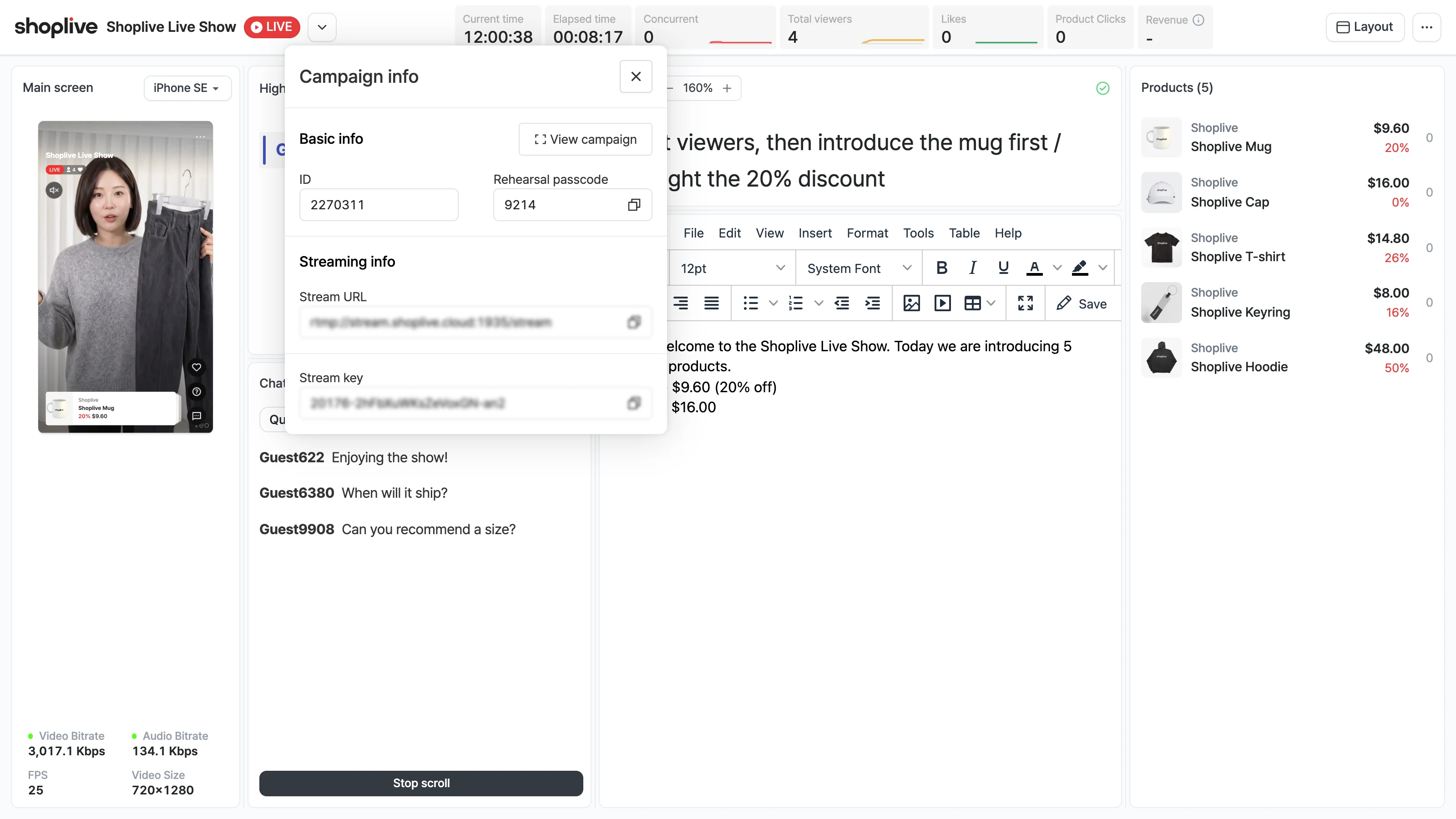 Campaign info window