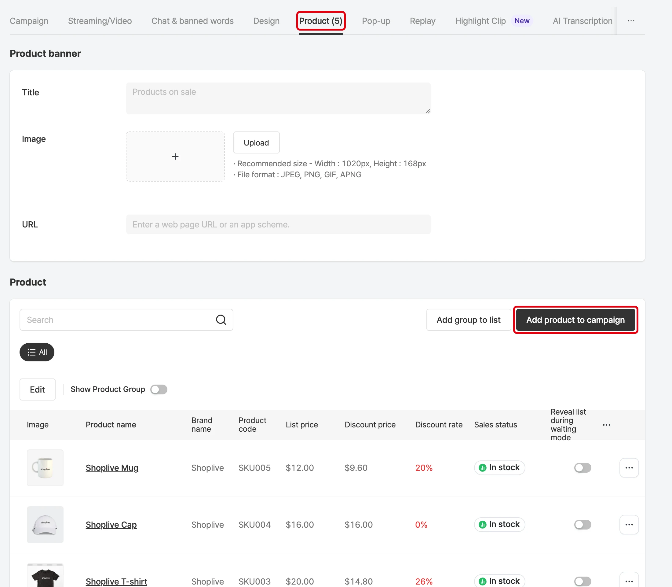 Add products